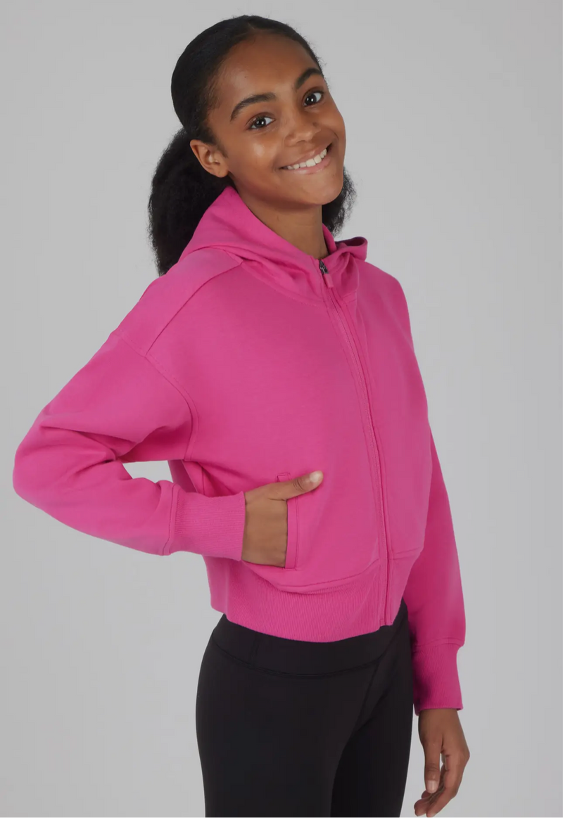 Girls Pink Scuba Hoodie Jacket